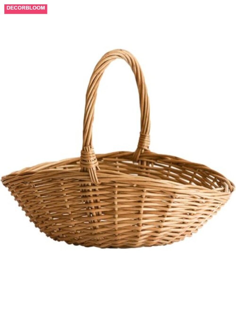 Handcrafted Wicker Picnic Basket with Handle, Multi-Purpose Storage Basket for